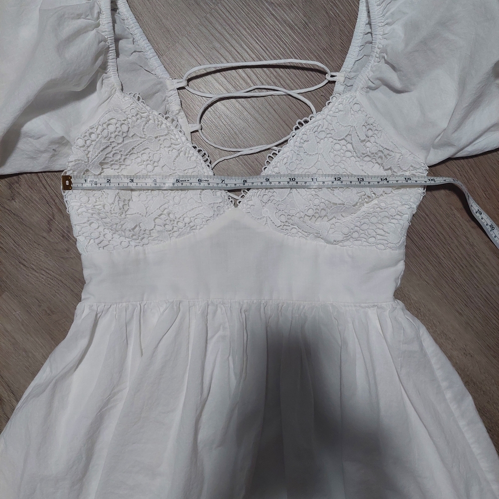 Princess Polly‎ Krysten White Puff Sleeve Mini Dress Sz 12 - Picture 9 of 12
